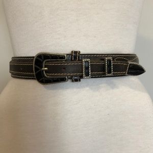 Dark-Brown Vintage Italian Tooled Leather Belt